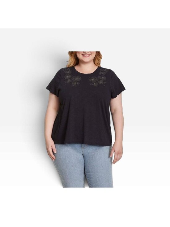 Ella Moss Tops - Ella Moss Women’s Embroidered Flutter Sleeve Top Black Size Small New with tag